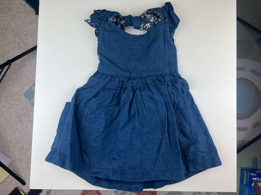 Nest and Nurture blue sleeveless dress with floral inside and tie back, 12-24m, Kids 24 Month (18-24M)