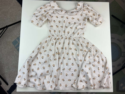 Little and Lively Bamboo/cotton blend sparkly apple print dress, white and gold, 1T/2T (fits large), Kids 2T