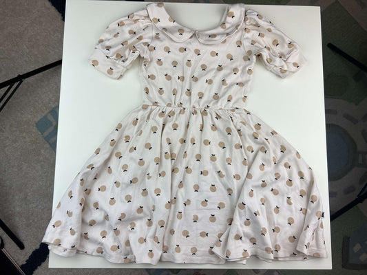 Little and Lively Bamboo/cotton blend sparkly apple print dress, white and gold, 1T/2T (fits large), Kids 2T
