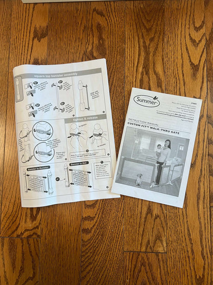 TWO (2) sets of Summer Infant Custom Fit Walk Thru Baby Gates, Excellent Used Condition, Perfect for Awkward Spaces - retails $376 for two sets