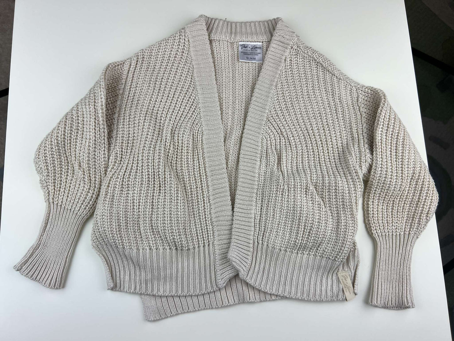 Jax & Lennon Open Knit Cardigan with Pockets, cream, 12-24m, Kids 24 Month (18-24M)