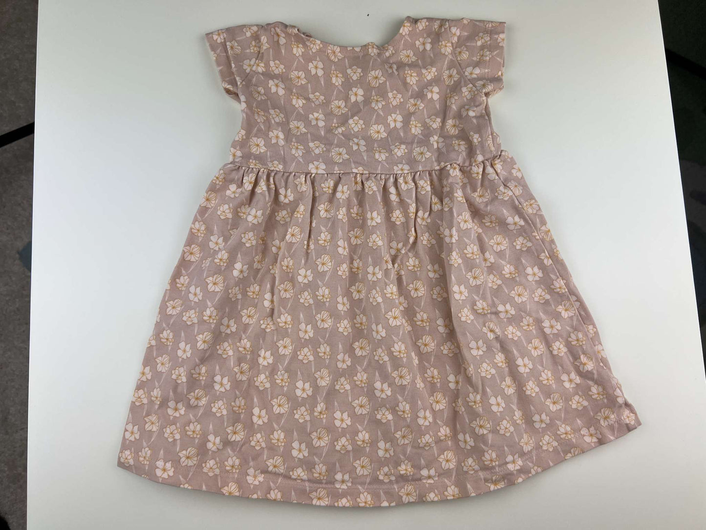 Jax & Lennon short sleeve dress with decorative buttons, pink floral, 0-6m, Kids 6 Month (3-6M)