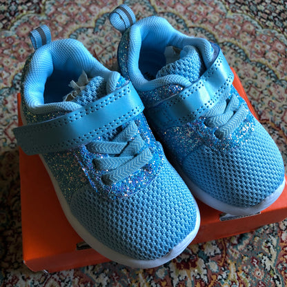 Blue Sparkly Toddler Sneakers, Shoes 6 (Walkers:12-24 mth)
