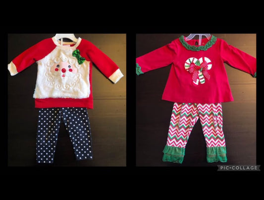 2 Cute Christmas outfits, Kids 9 Month (6-9M)