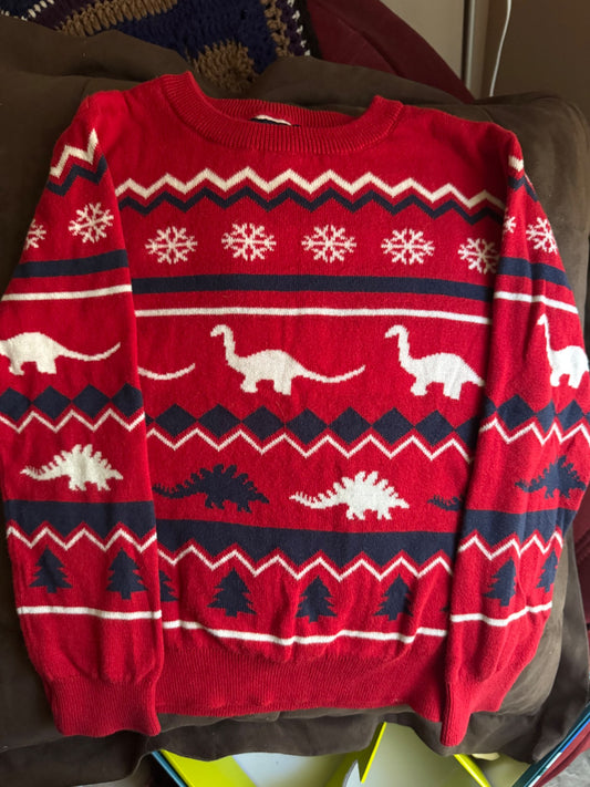 Red Dinosaur Christmas Swester, Kids 6/6X (extra small)