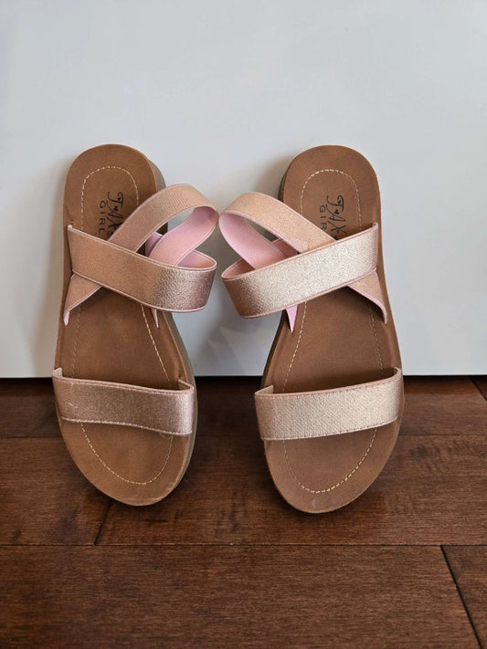 Taxi Girl "Shiloh-01" sandals in metallic rose gold size 1M, Shoes 1 (Kids:4-8yr)
