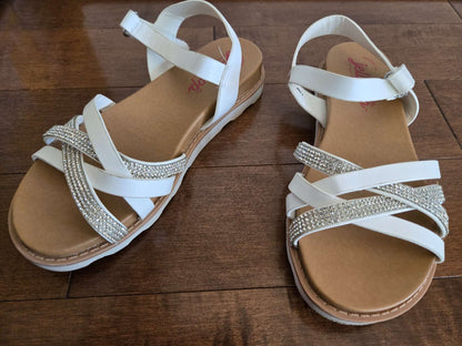 Jellypop kid girls' strappy white and diamante sandals in size 13M, Shoes 13 (Kids:4-8yr)