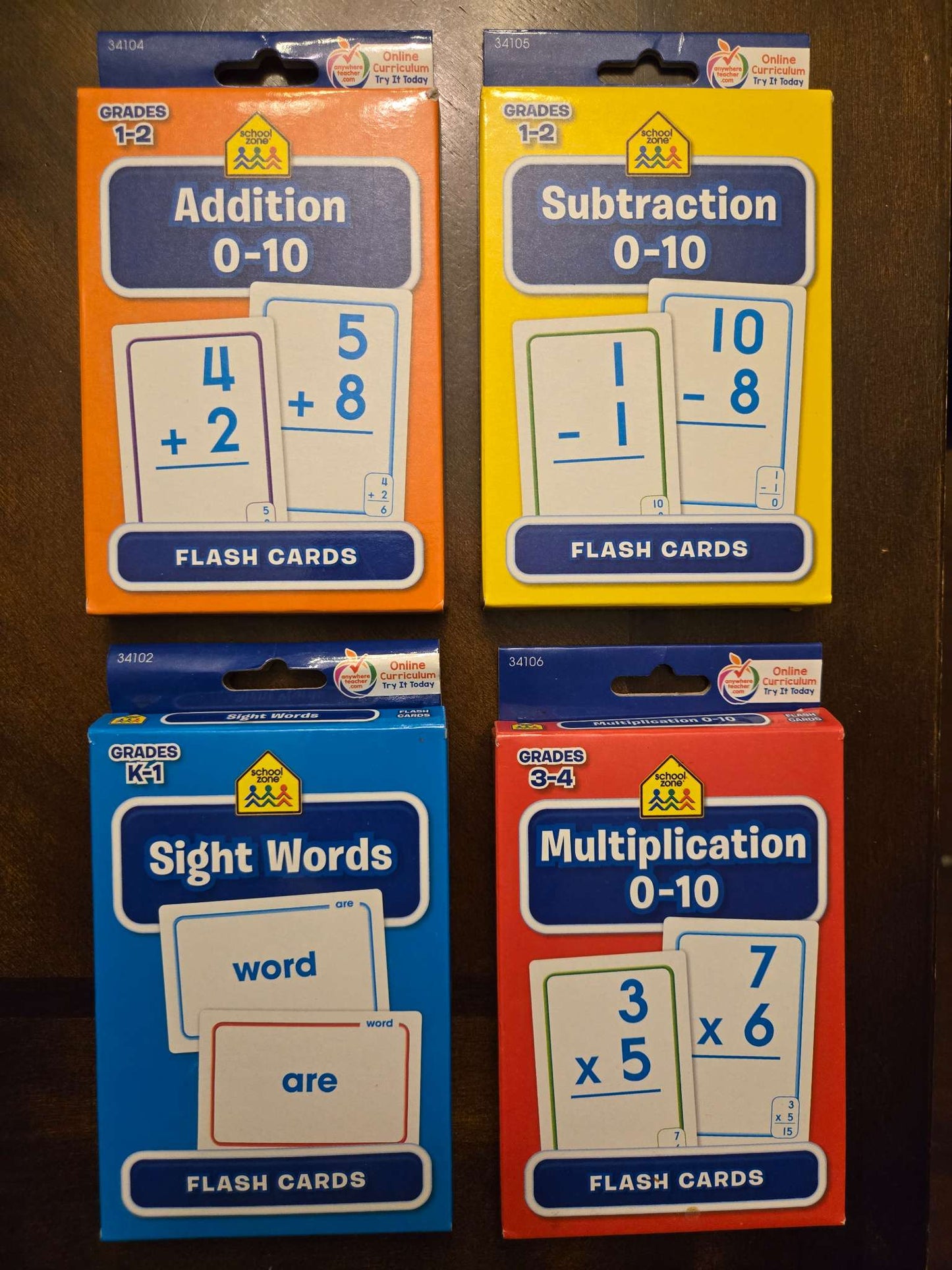 School Zone Flash Cards 8-Pack (retails for $28)