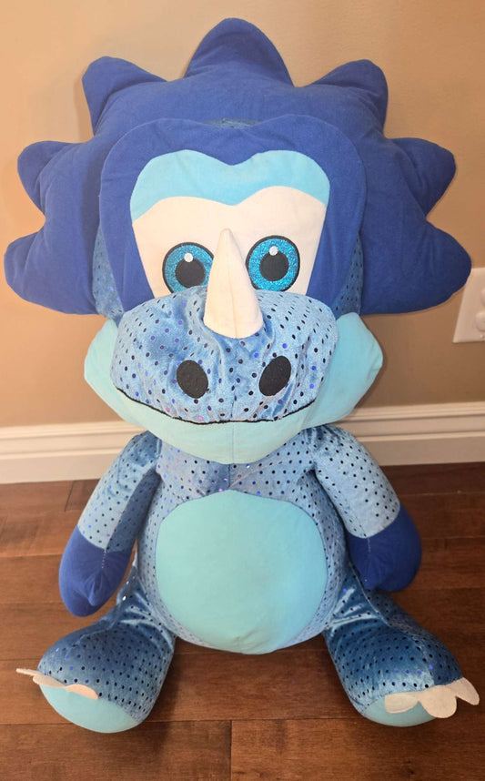 Large blue triceratops plushie