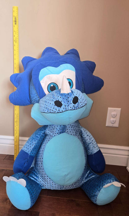 Large blue triceratops plushie