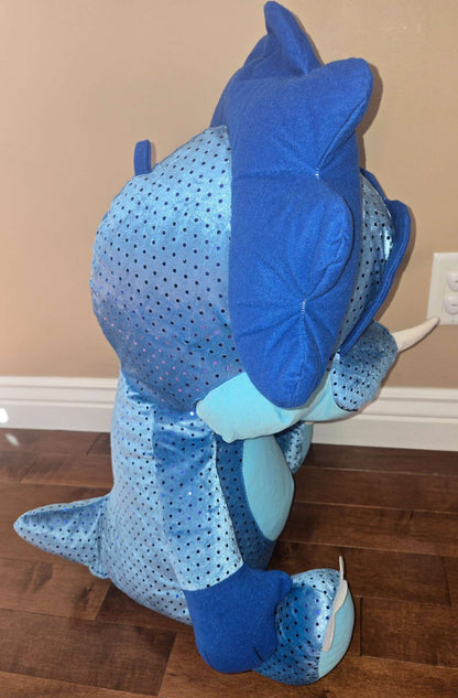 Large blue triceratops plushie