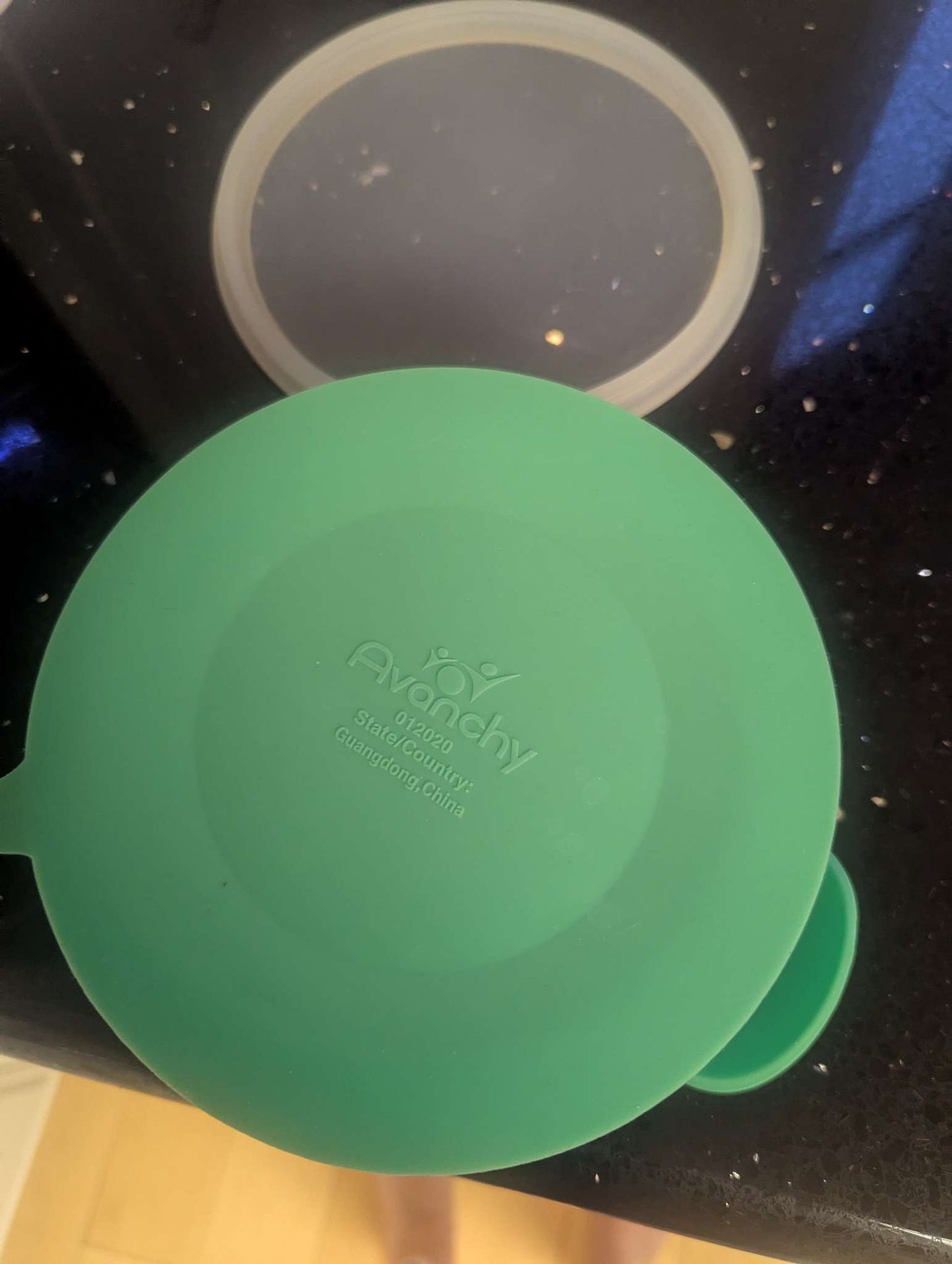Avanchy suction plate and spoon, sage green, retails for USD$45