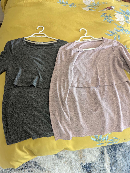 Maternity / breastfeeding shirts, pack of 2 , Maternity S (4-6)