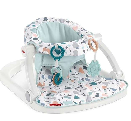 Fisher-Price Portable Baby Chair Sit-Me-Up Floor Seat with Developmental Toys Machine Washable Seat Pad, Pacific Pebble