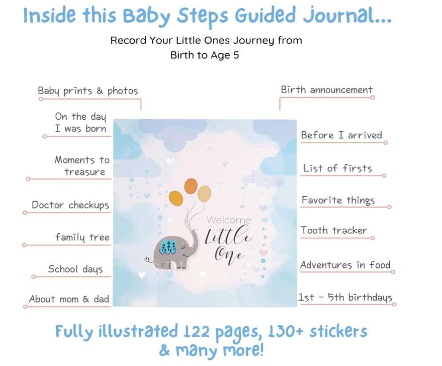 Baby Journal Set to Record Your Little One's Journey from Birth to Age 5