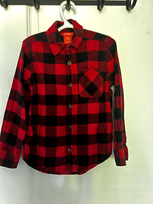 Long sleeve red plaid button down shirt size small , Kids 6/6X (extra small)