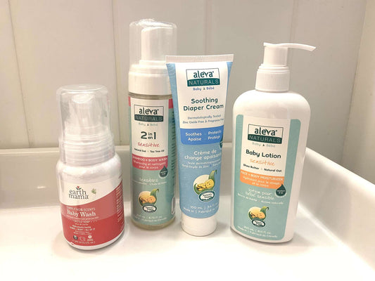 Unopened Earth Mama and Aleva Bath and Body Products