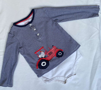 Joules L/S striped body suit with tractor Sz 18-24mth (MSRP $65), Kids 24 Month (18-24M)