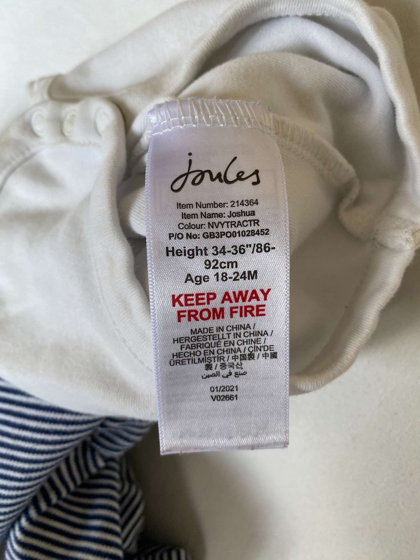 Joules L/S striped body suit with tractor Sz 18-24mth (MSRP $65), Kids 24 Month (18-24M)