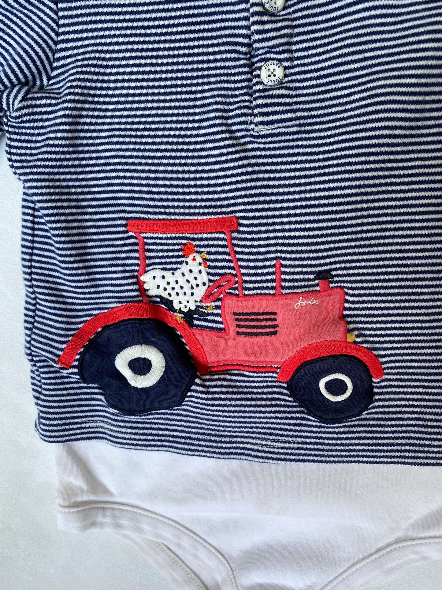 Joules L/S striped body suit with tractor Sz 18-24mth (MSRP $65), Kids 24 Month (18-24M)