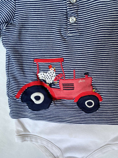 Joules L/S striped body suit with tractor Sz 18-24mth (MSRP $65), Kids 24 Month (18-24M)