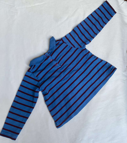 Petit Bateau (French brand) L/S striped girls' top Breton shirt with Peter pan collar Sz 24 mths (MSRP $60), Kids 24 Month (18-24M)