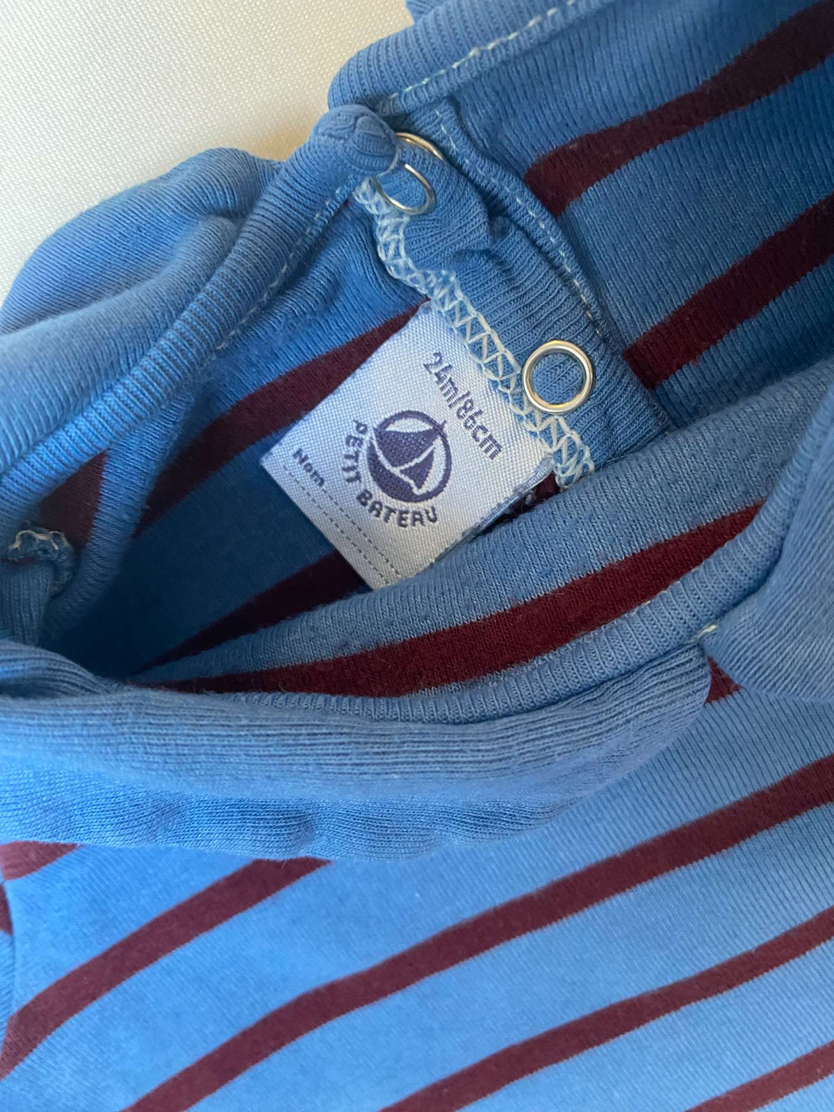 Petit Bateau (French brand) L/S striped girls' top Breton shirt with Peter pan collar Sz 24 mths (MSRP $60), Kids 24 Month (18-24M)