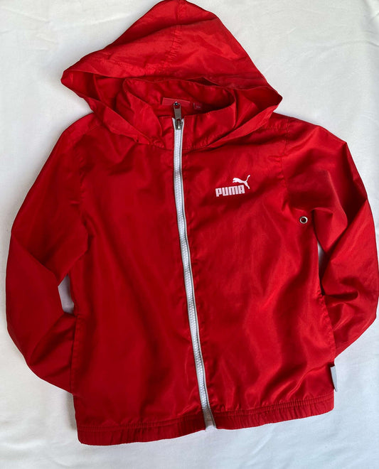 Puma Red Windbreaker with roll up hood and stow pouch Sz 5T (MSRP 60), Kids 5/5T