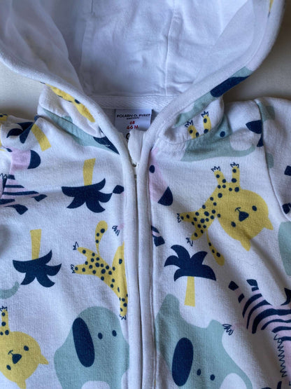 Polarn O Pyret (Swedish brand) adjustable cuff L/S hooded romper  Sz 4-6mths(MSRP $75), Kids 6 Month (3-6M)