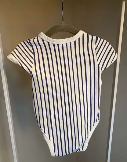 Pehr 'Stripes Away" in Ink Blue Short Sleeve Kimono One Piece 6-12M (MSRP $46), Kids 9 Month (6-9M)