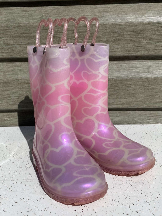 Western Chief Abby Pearlised Glitter Hearts Rain Boots Sz 9, Shoes 9 (Toddler:2-4yr)