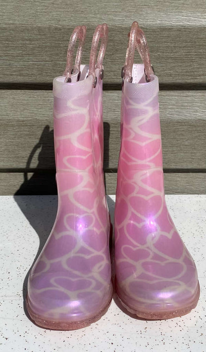 Western Chief Abby Pearlised Glitter Hearts Rain Boots Sz 9, Shoes 9 (Toddler:2-4yr)