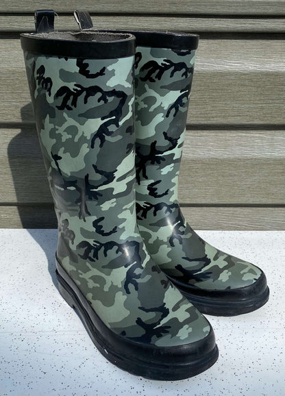 Outbound Kids Waterproof Camo Rubber Rain Boots Sz 1 Youth, Shoes 1 (Kids:4-8yr)