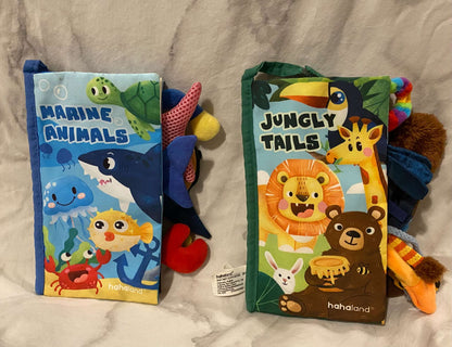 Bundle of 2 hahaland Sensory Cloth Books (Marine Animals & Jungly Tails)