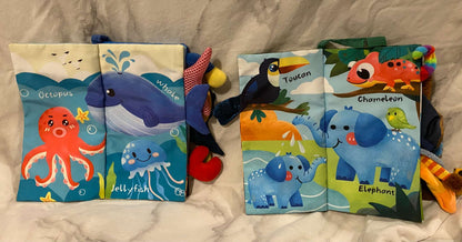 Bundle of 2 hahaland Sensory Cloth Books (Marine Animals & Jungly Tails)