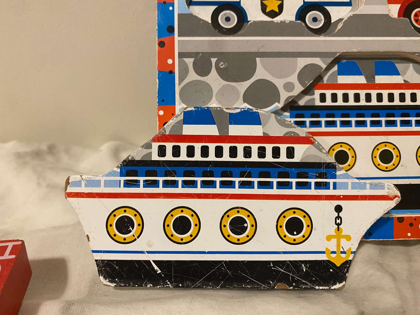 Melissa & Doug Vehicles Wooden Chunky Puzzle - Plane, Train, Cars, and Boats