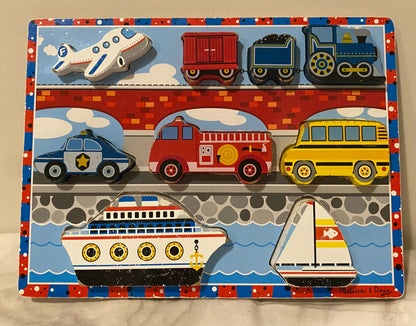 Melissa & Doug Vehicles Wooden Chunky Puzzle