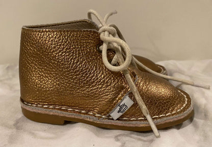 Monkey Feet Metallic Gold Leather Lace Ups 12-18M, Shoes 4.5 (Walkers:12-24 mth)