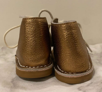 Monkey Feet Metallic Gold Leather Lace Ups 12-18M, Shoes 4.5 (Walkers:12-24 mth)