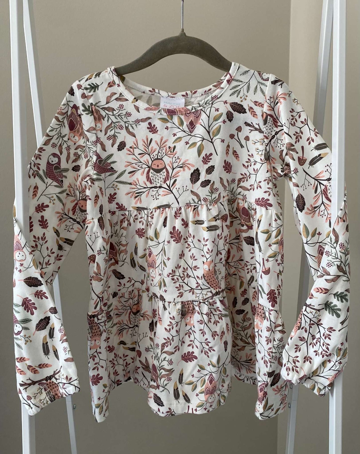 Maggie & Zoe tiered L/S top in woodland print 5T, Kids 5/5T