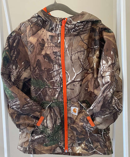 Carhartt Toddler Boys' Packable Work Camo Hooded Rain Jacket Sz XS/6, Kids 6/6X