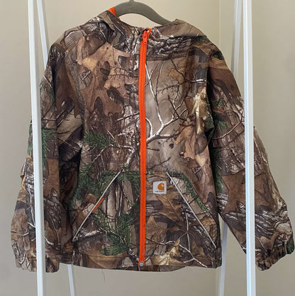 Carhartt Toddler Boys' Packable Work Camo Hooded Rain Jacket Sz XS/6, Kids 6/6X
