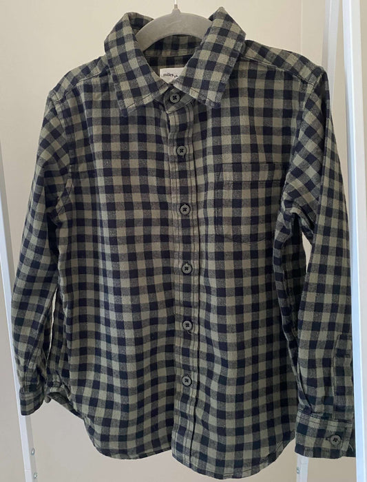 Miles the Label Boys' Plaid Flannel Button-Down Shirt (MSRP $50), Kids 6/6X