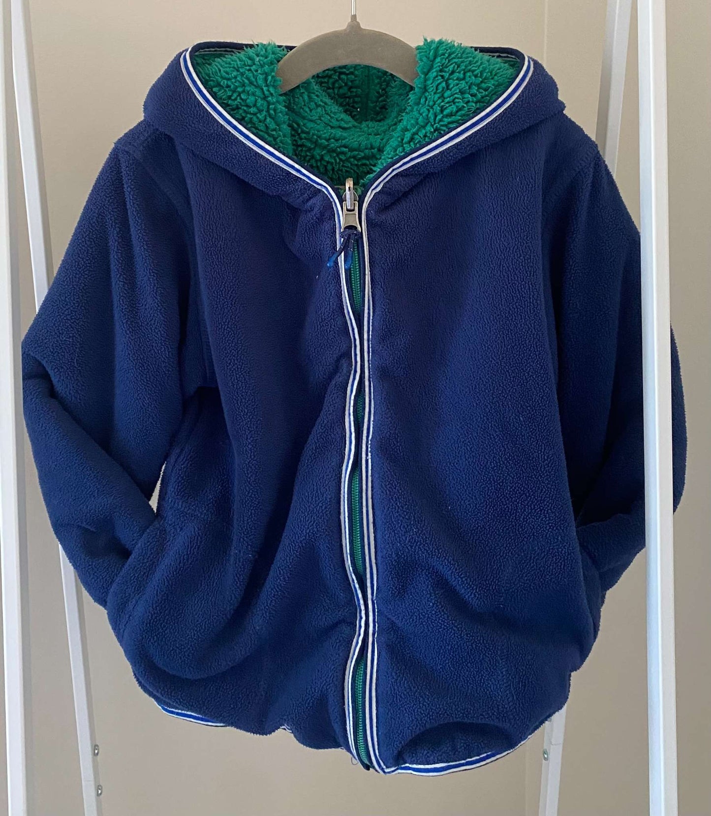 Mini Boden Reversible Shaggy/Borg Fleece Hoodie Sz 4-5, Kids 4/4T