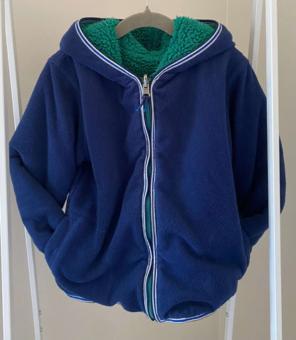Mini Boden Reversible Shaggy/Borg Fleece Hoodie Sz 4-5, Kids 4/4T