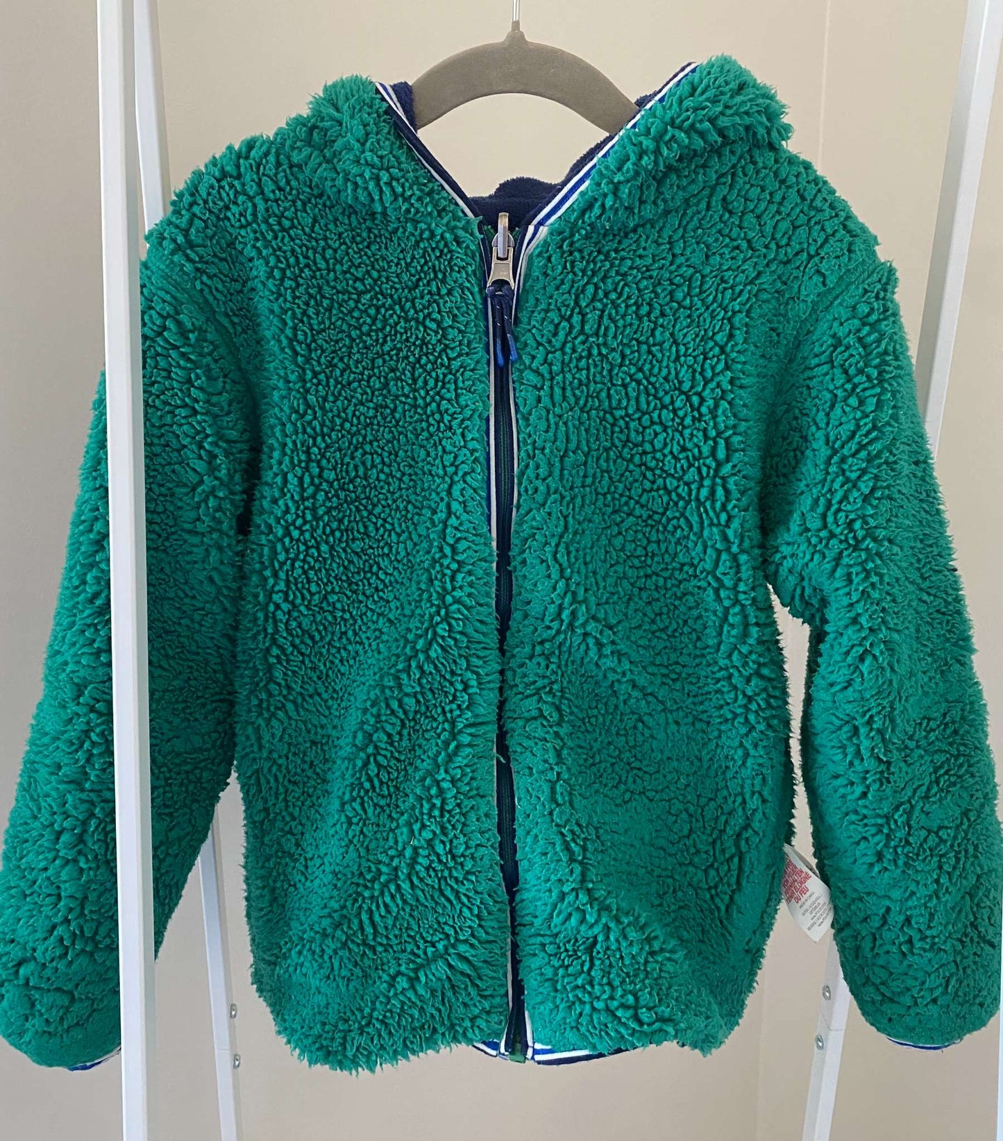 Mini Boden Reversible Shaggy/Borg Fleece Hoodie Sz 4-5, Kids 4/4T