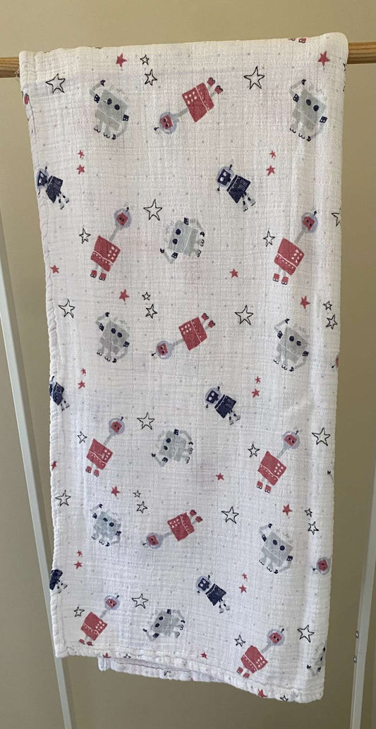 Robots Cotton Muslin Swaddle Blanket