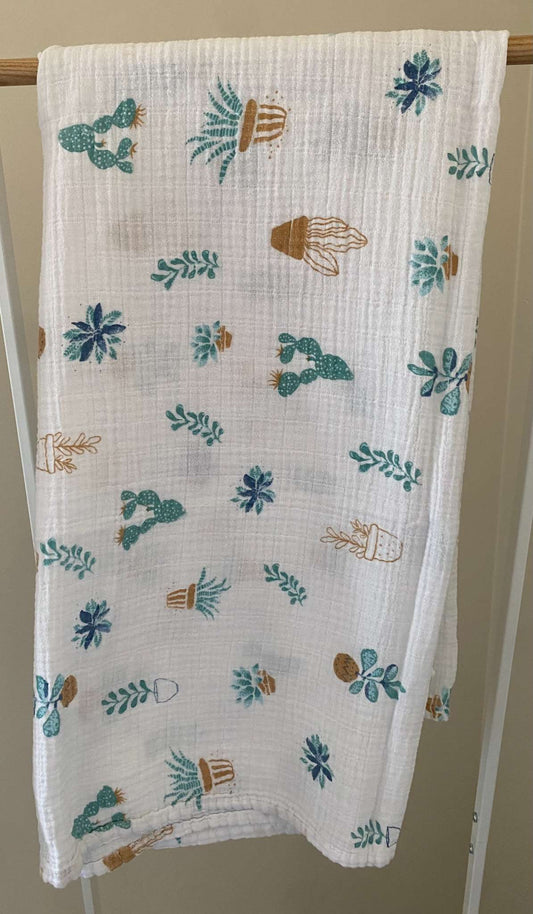 Cacti Cotton Muslin Swaddle Blanket