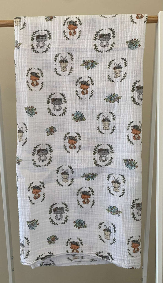 Magical Forest Creatures Cotton Muslin Swaddle Blanket