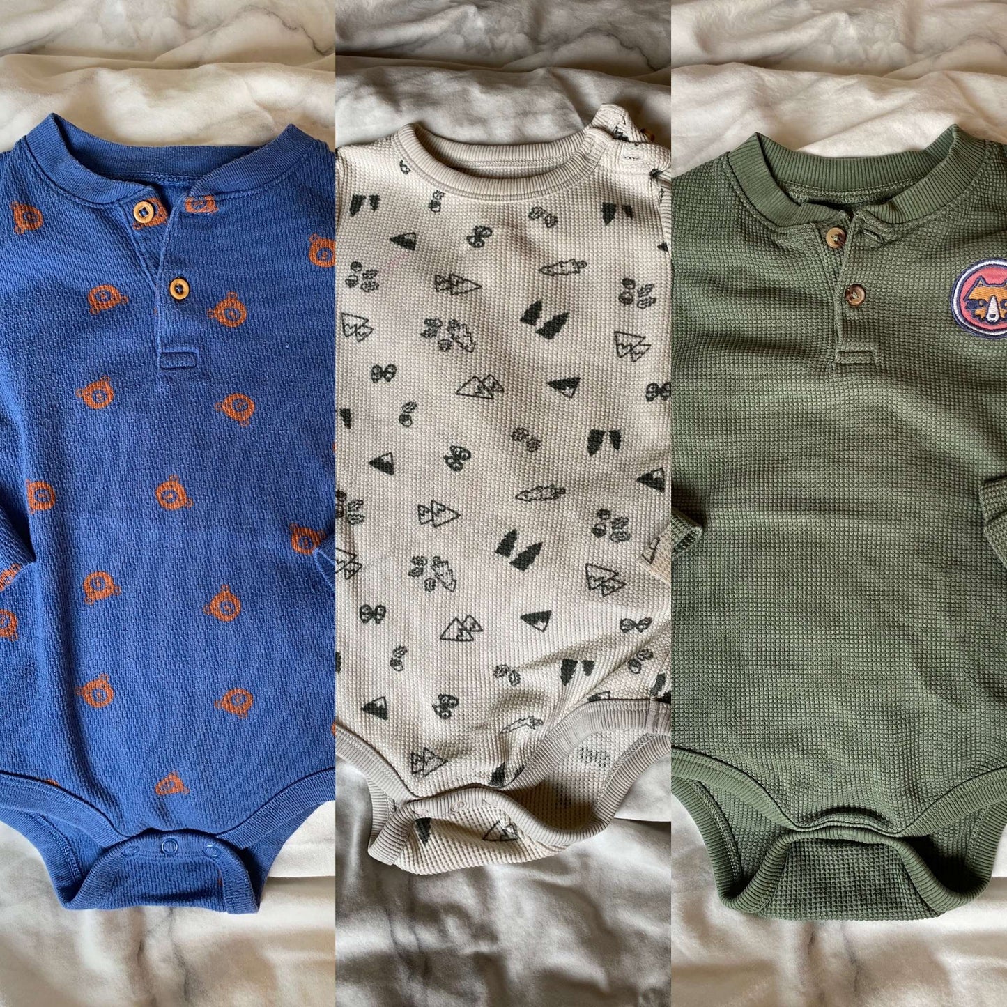 Bundle 3 Joe Fresh Waffle L/S Onesies 12-18m, Kids 18 Month (12-18M)